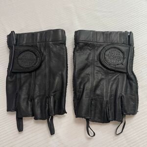 Harley Davidson Men’s Black Fingerless Leather Gloves Size XL